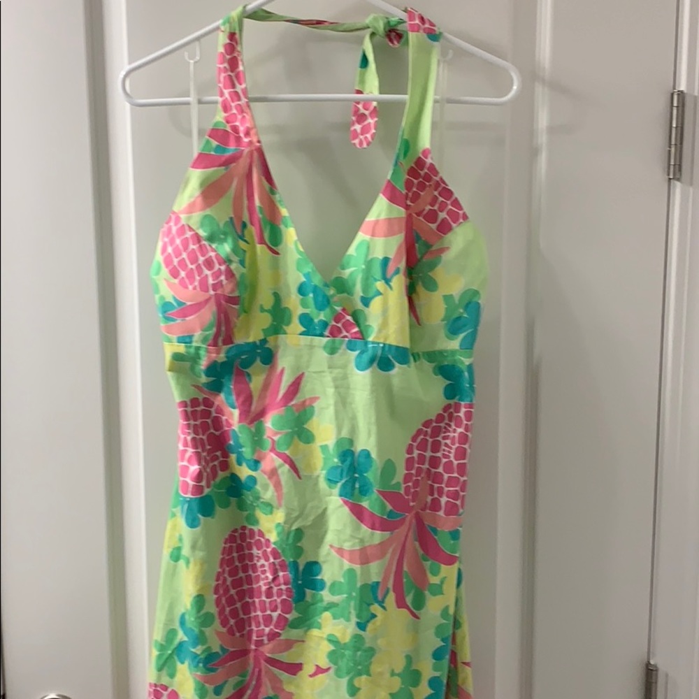 Lilly Pulitzer pink pineapple Halter Dress Size 14